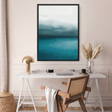 Shop Horizon Canvas Print a teal aqua abstract coastal themed painted framed canvas wall art print from The Print Emporium artwork collection - Buy Australian made fine art painting style stretched canvas prints for the home and your interior decor space, TPE-045-CA-35X46-NF