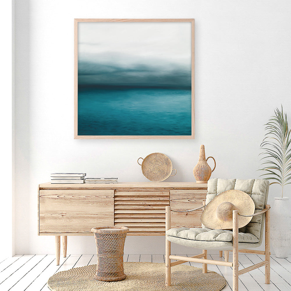 Shop Horizon (Square) Art Print a coastal themed painted wall art print from The Print Emporium wall artwork collection - Buy Australian made fine art painting style poster and framed prints for the home and your interior decor room, TPE-069-AP