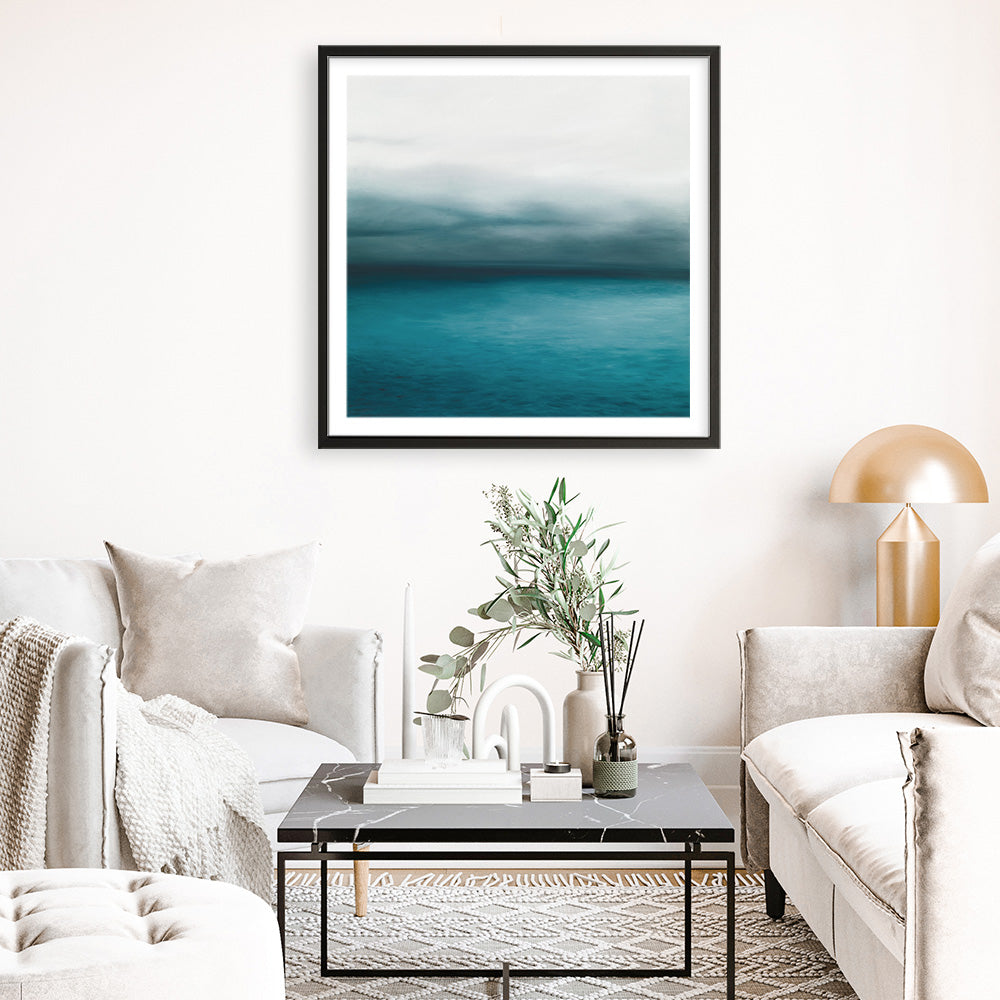 Shop Horizon (Square) Art Print a coastal themed painted wall art print from The Print Emporium wall artwork collection - Buy Australian made fine art painting style poster and framed prints for the home and your interior decor room, TPE-069-AP