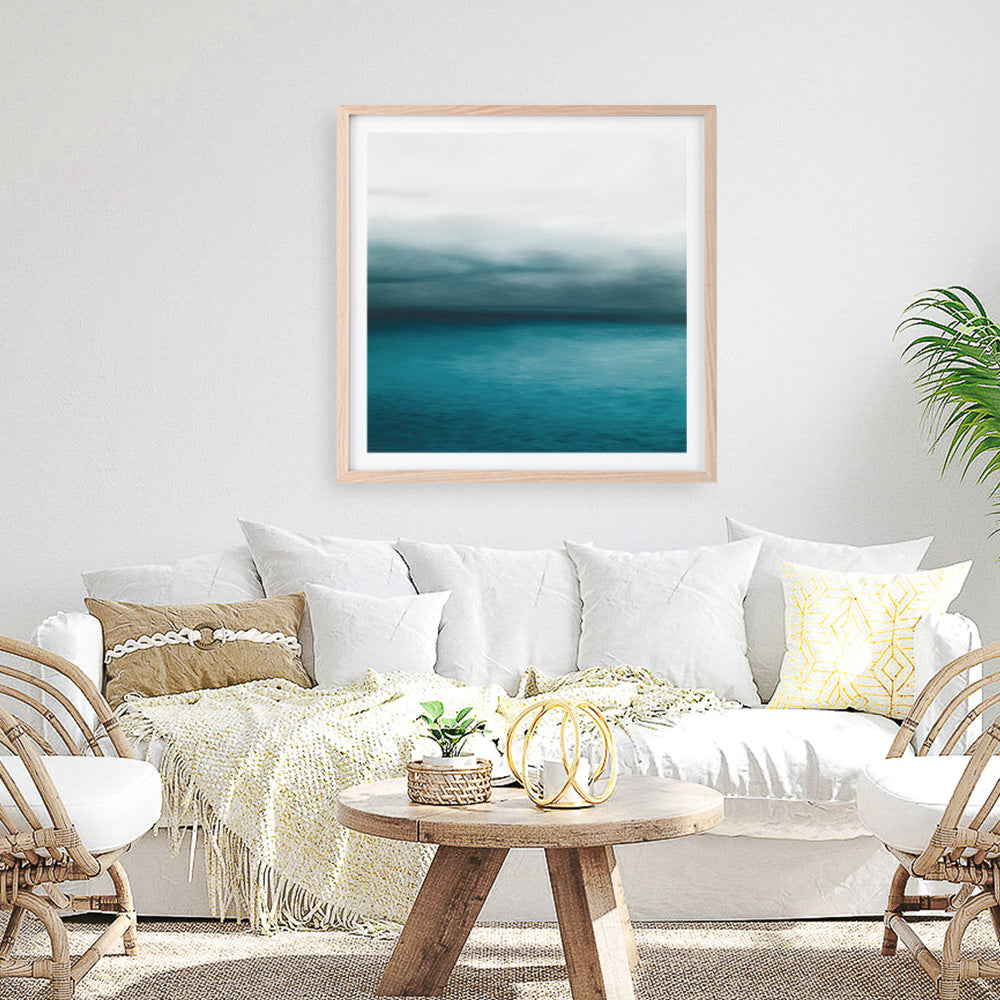 Shop Horizon (Square) Art Print a coastal themed painted wall art print from The Print Emporium wall artwork collection - Buy Australian made fine art painting style poster and framed prints for the home and your interior decor room, TPE-069-AP