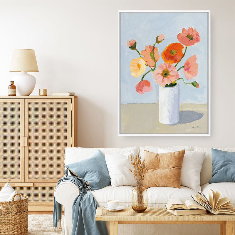 Shop Iceland Poppies Canvas Print a floral themed painted framed canvas wall art print from The Print Emporium artwork collection - Buy Australian made fine art painting style stretched canvas prints for the home and your interior decor space, TPE-WA-68963-CA-35X46-NF