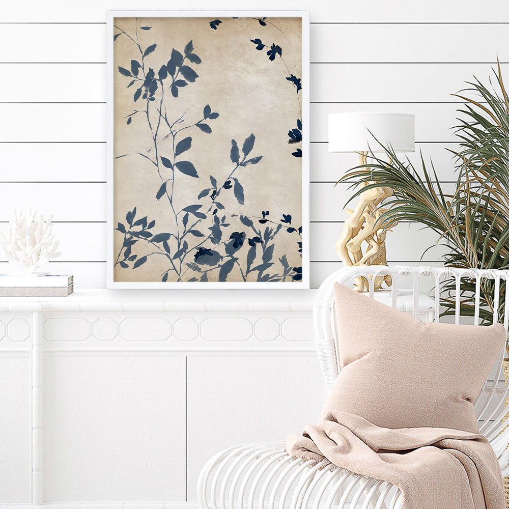 Shop Indigo Leaves Touch I Art Print a painted abstract themed wall art print from The Print Emporium wall artwork collection - Buy Australian made fine art painting style poster and framed prints for the home and your interior decor room, TPE-PC-EZ861-AP