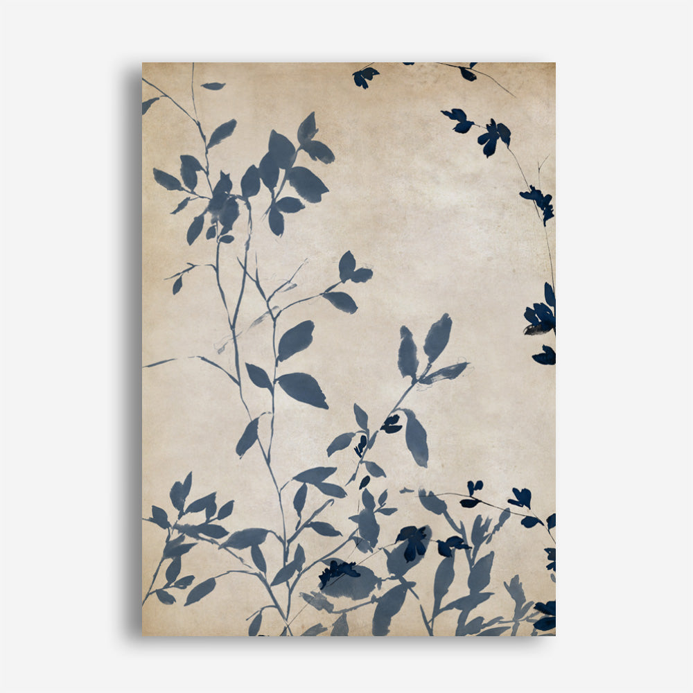 Shop Indigo Leaves Touch I Canvas Print a painted abstract themed framed canvas wall art print from The Print Emporium artwork collection - Buy Australian made fine art painting style stretched canvas prints for the home and your interior decor space, TPE-PC-EZ861-CA-35X46-NF