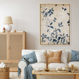 Shop Indigo Leaves Touch I Canvas Print a painted abstract themed framed canvas wall art print from The Print Emporium artwork collection - Buy Australian made fine art painting style stretched canvas prints for the home and your interior decor space, TPE-PC-EZ861-CA-35X46-NF