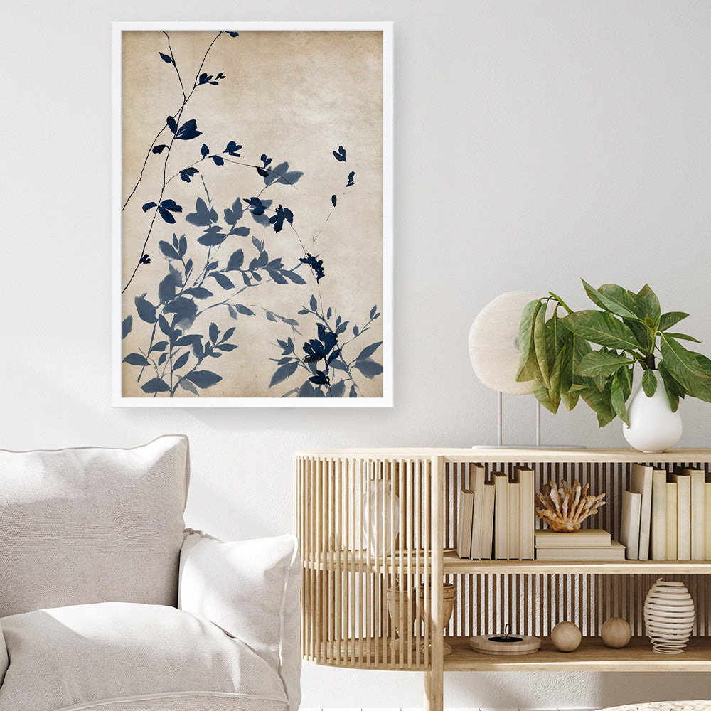 Shop Indigo Leaves Touch II Art Print a painted abstract themed wall art print from The Print Emporium wall artwork collection - Buy Australian made fine art painting style poster and framed prints for the home and your interior decor room, TPE-PC-EZ862-AP