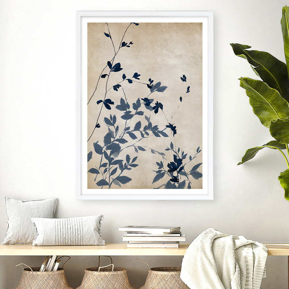 Shop Indigo Leaves Touch II Art Print a painted abstract themed wall art print from The Print Emporium wall artwork collection - Buy Australian made fine art painting style poster and framed prints for the home and your interior decor room, TPE-PC-EZ862-AP