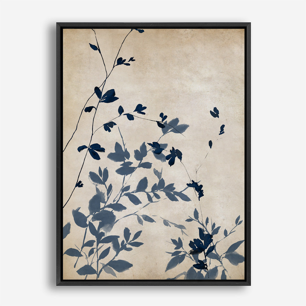 Shop Indigo Leaves Touch II Canvas Print a painted abstract themed framed canvas wall art print from The Print Emporium artwork collection - Buy Australian made fine art painting style stretched canvas prints for the home and your interior decor space, TPE-PC-EZ862-CA-35X46-NF