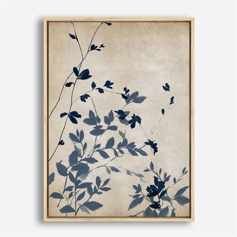 Shop Indigo Leaves Touch II Canvas Print a painted abstract themed framed canvas wall art print from The Print Emporium artwork collection - Buy Australian made fine art painting style stretched canvas prints for the home and your interior decor space, TPE-PC-EZ862-CA-35X46-NF