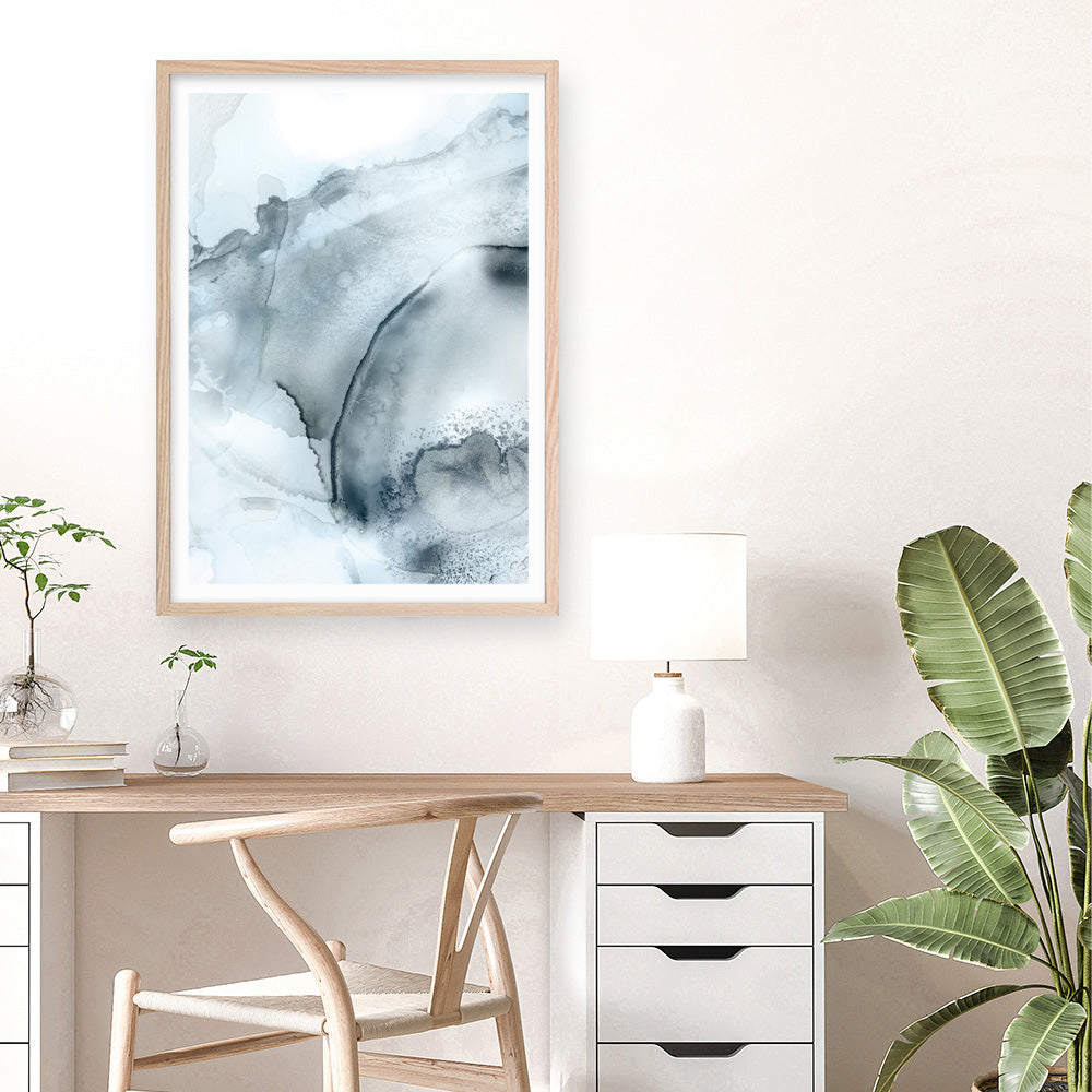 Shop Indigo Mint Bubbles II Indigo Version Art Print a painted abstract themed wall art print from The Print Emporium wall artwork collection - Buy Australian made fine art painting style poster and framed prints for the home and your interior decor room, TPE-PC-PG314-AP