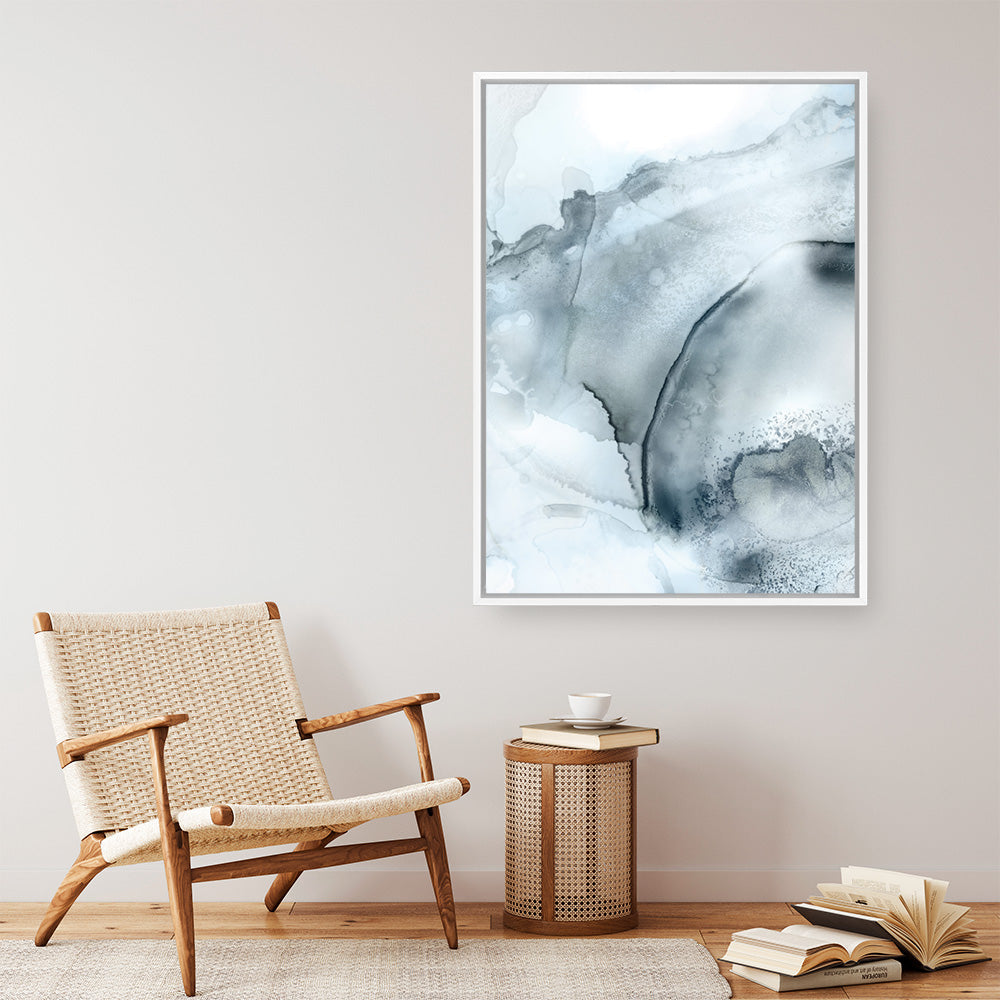 Shop Indigo Mint Bubbles II Indigo Version Canvas Print a painted abstract themed framed canvas wall art print from The Print Emporium artwork collection - Buy Australian made fine art painting style stretched canvas prints for the home and your interior decor space, TPE-PC-PG314-CA-35X46-NF