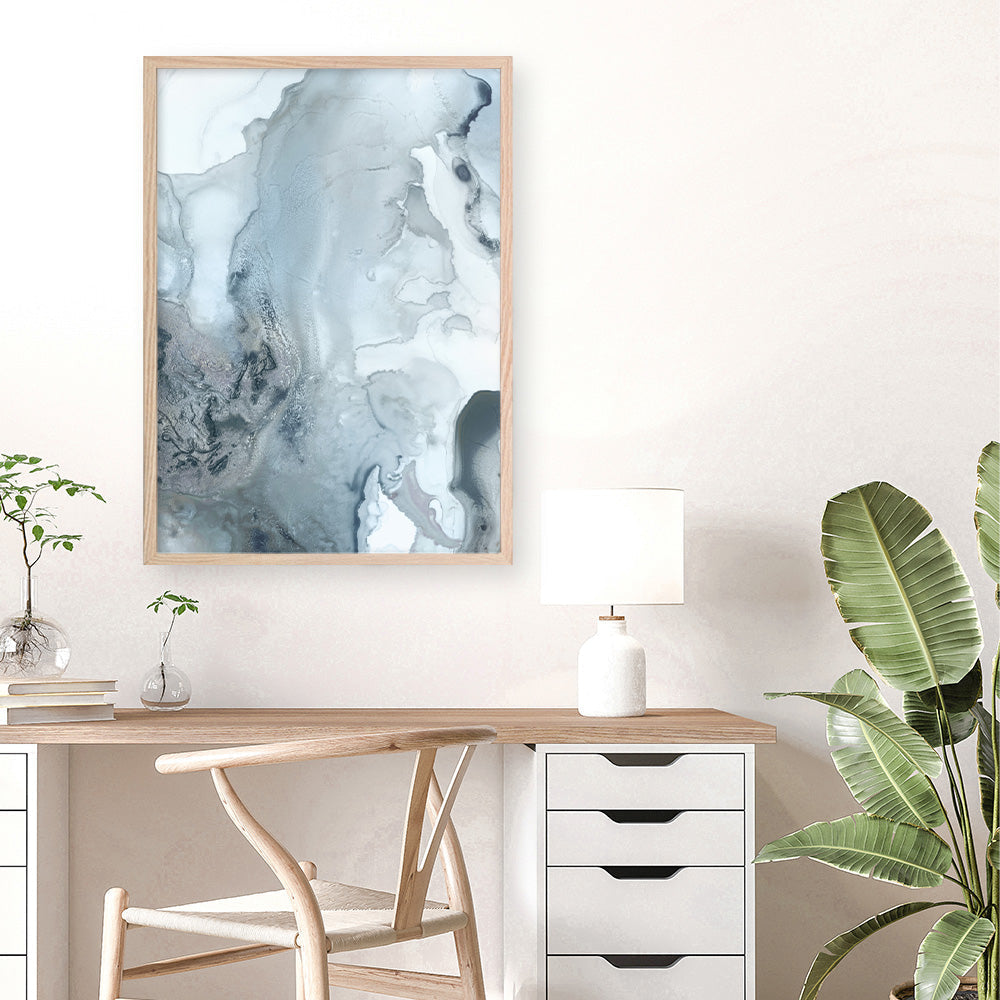 Shop Indigo Mint Bubbles III Indigo Version Art Print a painted abstract themed wall art print from The Print Emporium wall artwork collection - Buy Australian made fine art painting style poster and framed prints for the home and your interior decor room, TPE-PC-PG315-AP