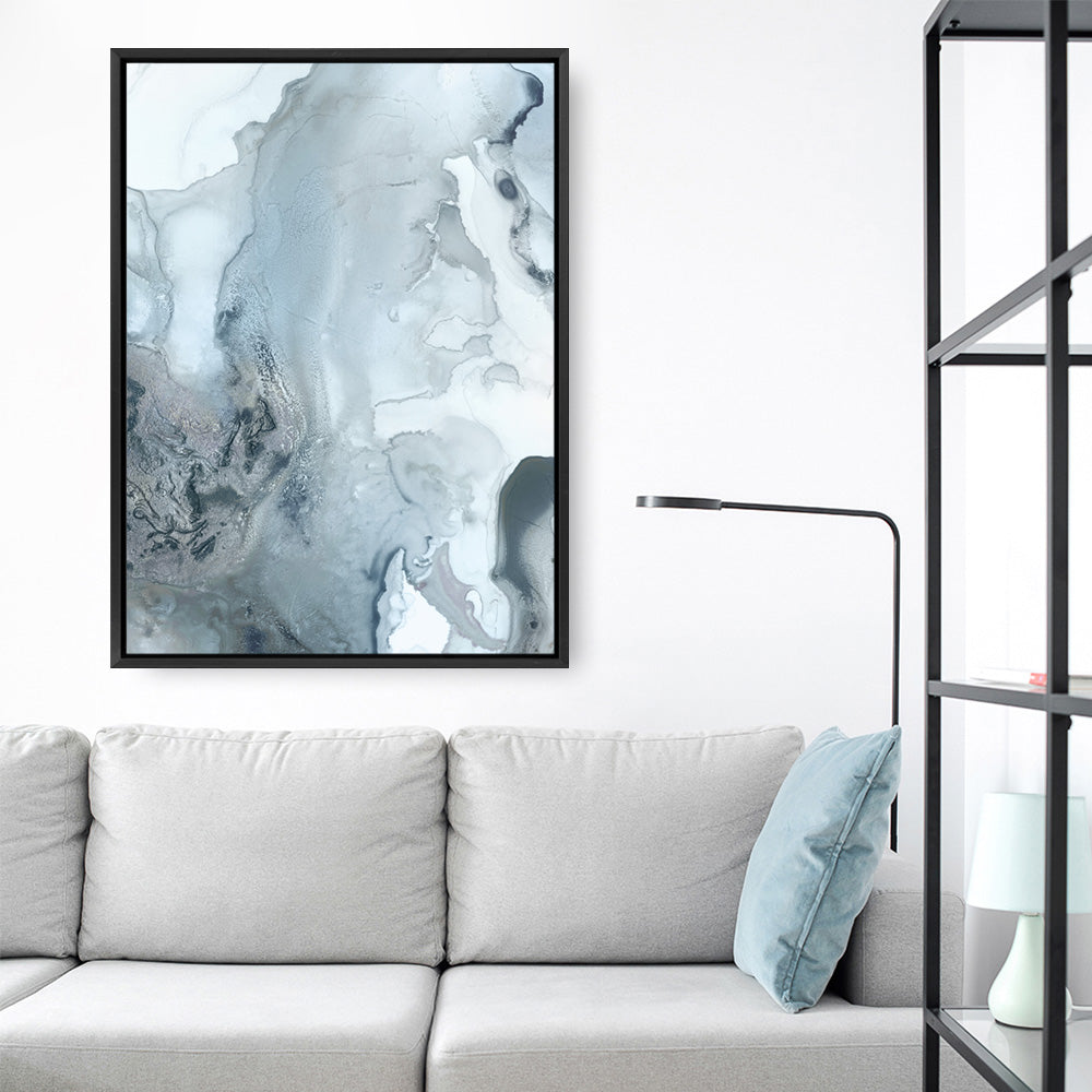 Shop Indigo Mint Bubbles III Indigo Version Canvas Print a painted abstract themed framed canvas wall art print from The Print Emporium artwork collection - Buy Australian made fine art painting style stretched canvas prints for the home and your interior decor space, TPE-PC-PG315-CA-35X46-NF