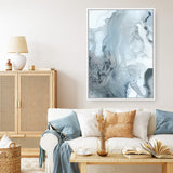 Shop Indigo Mint Bubbles III Indigo Version Canvas Print a painted abstract themed framed canvas wall art print from The Print Emporium artwork collection - Buy Australian made fine art painting style stretched canvas prints for the home and your interior decor space, TPE-PC-PG315-CA-35X46-NF
