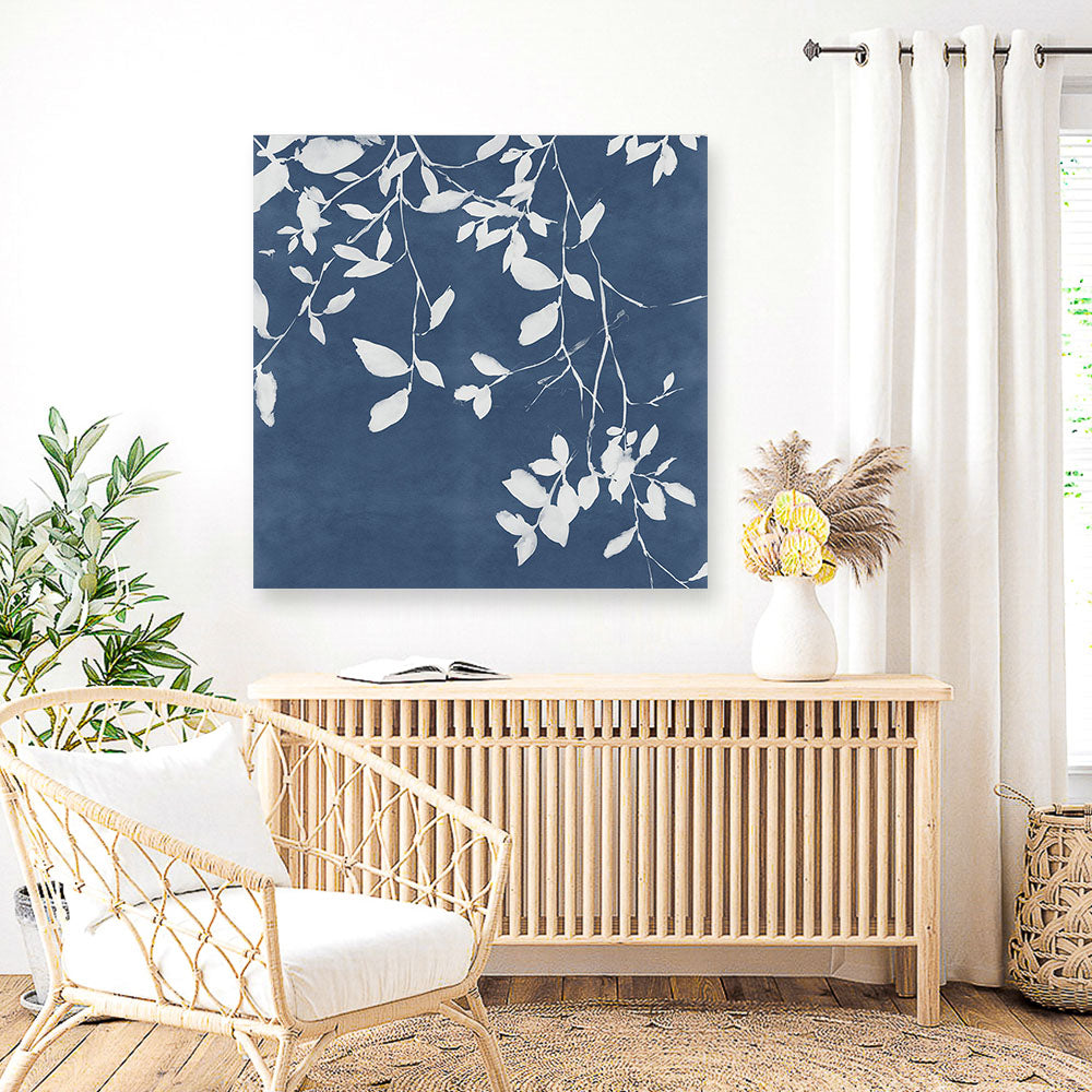 Shop Indigo Sky II (Square) Canvas Print a painted abstract themed framed canvas wall art print from The Print Emporium artwork collection - Buy Australian made fine art painting style stretched canvas prints for the home and your interior decor space, TPE-PC-EZ873-CA-40X40-NF