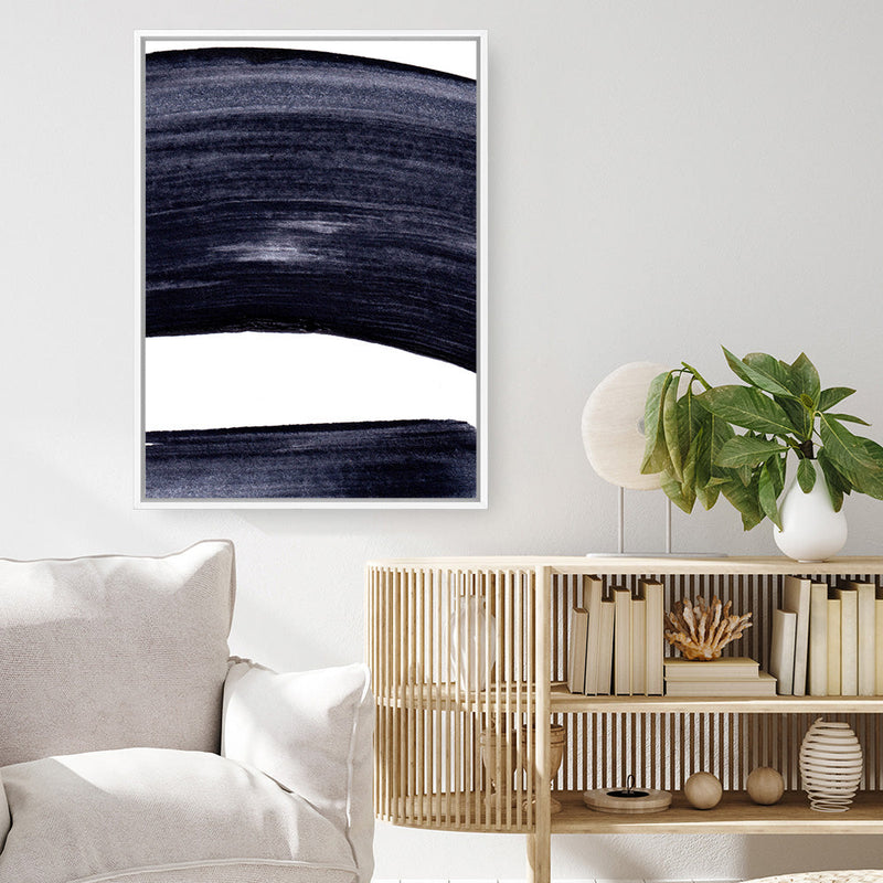 Shop Indigo Swerve II Canvas Print a painted abstract themed framed canvas wall art print from The Print Emporium artwork collection - Buy Australian made fine art painting style stretched canvas prints for the home and your interior decor space, TPE-PC-IH104-CA-35X46-NF