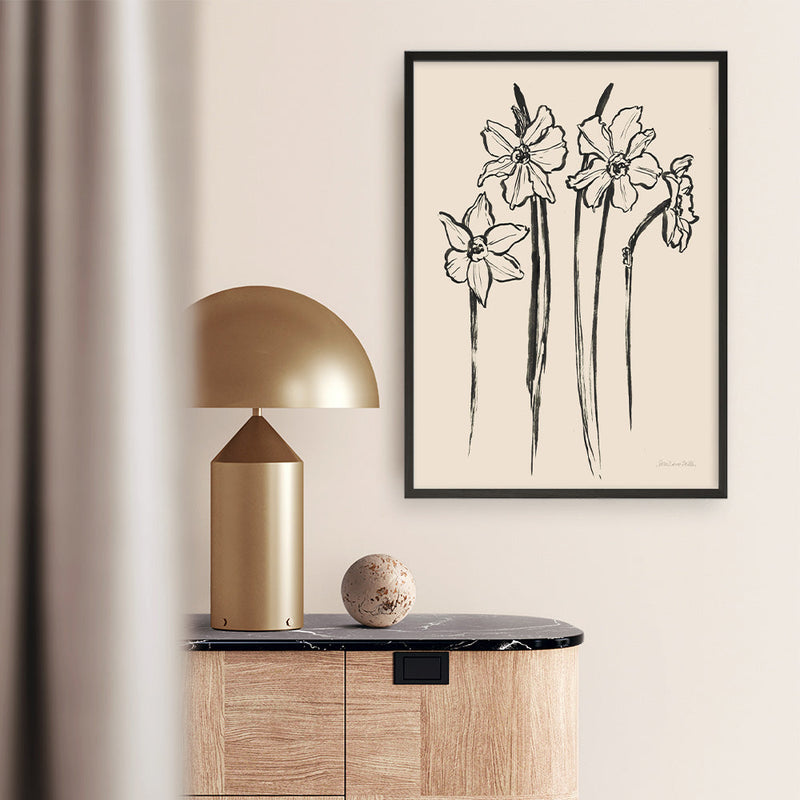 Shop Ink Sketch Daffodils Art Print a floral themed painted wall art print from The Print Emporium wall artwork collection - Buy Australian made fine art painting style poster and framed prints for the home and your interior decor room, TPE-WA-74431-AP