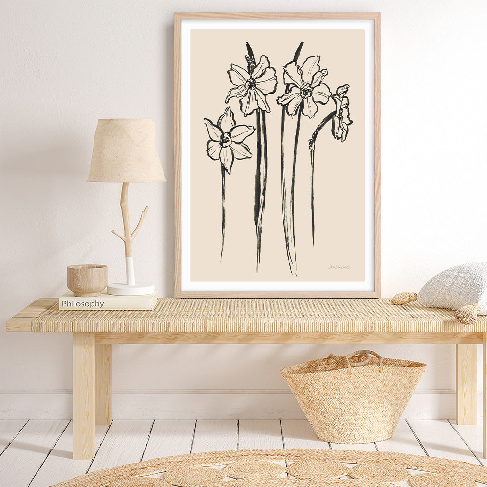 Shop Ink Sketch Daffodils Art Print a floral themed painted wall art print from The Print Emporium wall artwork collection - Buy Australian made fine art painting style poster and framed prints for the home and your interior decor room, TPE-WA-74431-AP