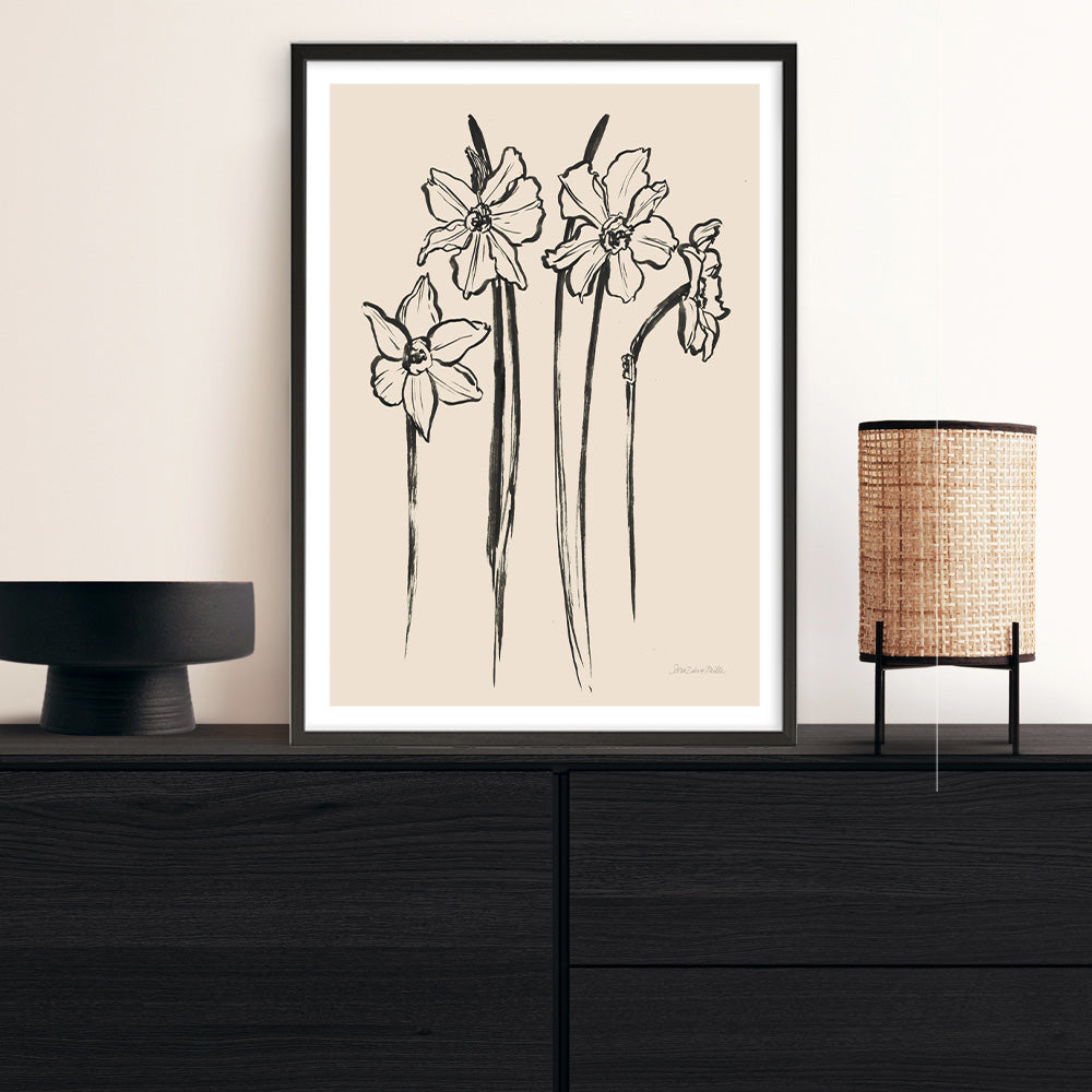Shop Ink Sketch Daffodils Art Print a floral themed painted wall art print from The Print Emporium wall artwork collection - Buy Australian made fine art painting style poster and framed prints for the home and your interior decor room, TPE-WA-74431-AP