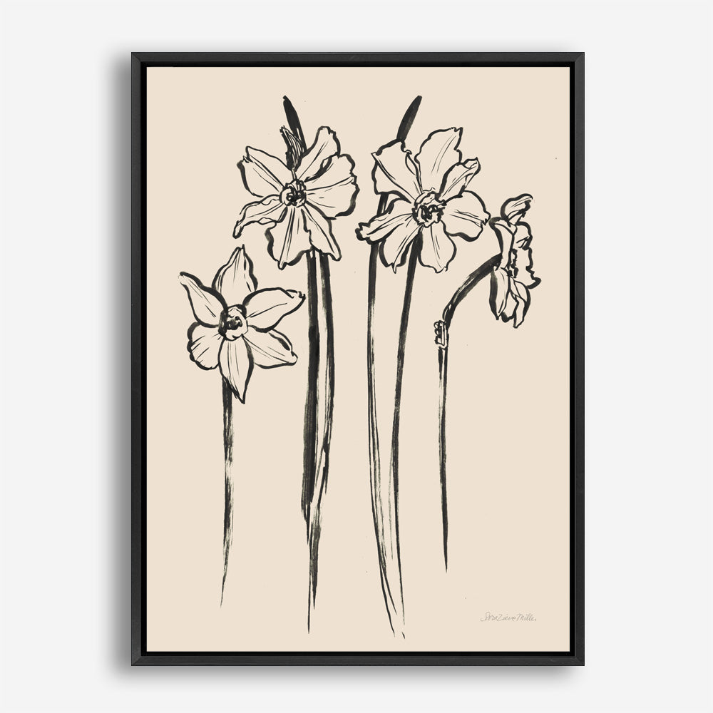Shop Ink Sketch Daffodils Canvas Print a floral themed painted framed canvas wall art print from The Print Emporium artwork collection - Buy Australian made fine art painting style stretched canvas prints for the home and your interior decor space, TPE-WA-74431-CA-35X46-NF