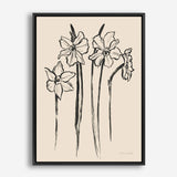 Shop Ink Sketch Daffodils Canvas Print a floral themed painted framed canvas wall art print from The Print Emporium artwork collection - Buy Australian made fine art painting style stretched canvas prints for the home and your interior decor space, TPE-WA-74431-CA-35X46-NF