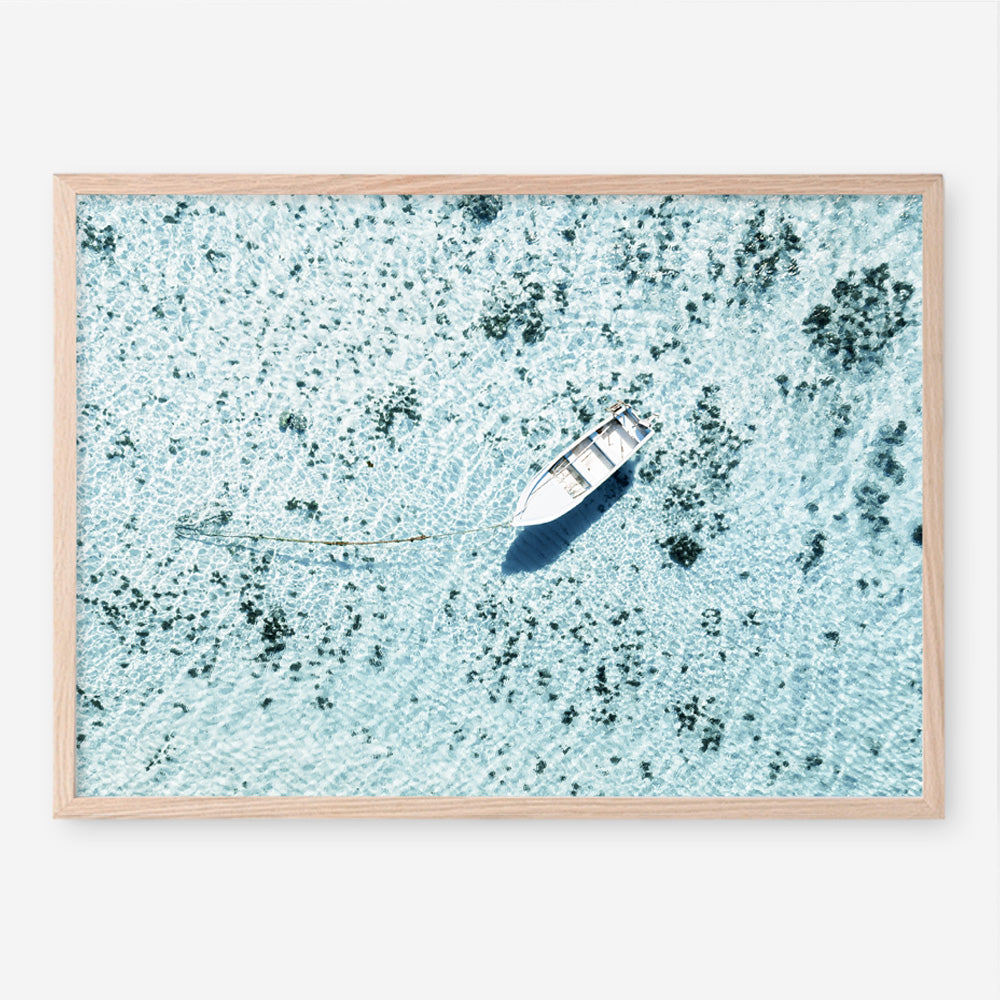 Shop Island Boat I Photo Art Print a coastal themed photography wall art print from The Print Emporium wall artwork collection - Buy Australian made fine art poster and framed prints for the home and your interior decor, TPE-1194-AP