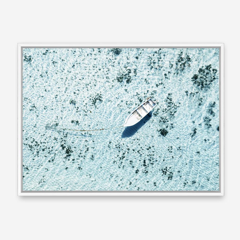 Shop Island Boat I Photo Canvas Print a coastal themed photography framed stretched canvas print from The Print Emporium wall artwork collection - Buy Australian made prints for the home and your interior decor space, TPE-1194-CA-35X46-NF