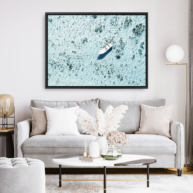 Shop Island Boat I Photo Canvas Print a coastal themed photography framed stretched canvas print from The Print Emporium wall artwork collection - Buy Australian made prints for the home and your interior decor space, TPE-1194-CA-35X46-NF