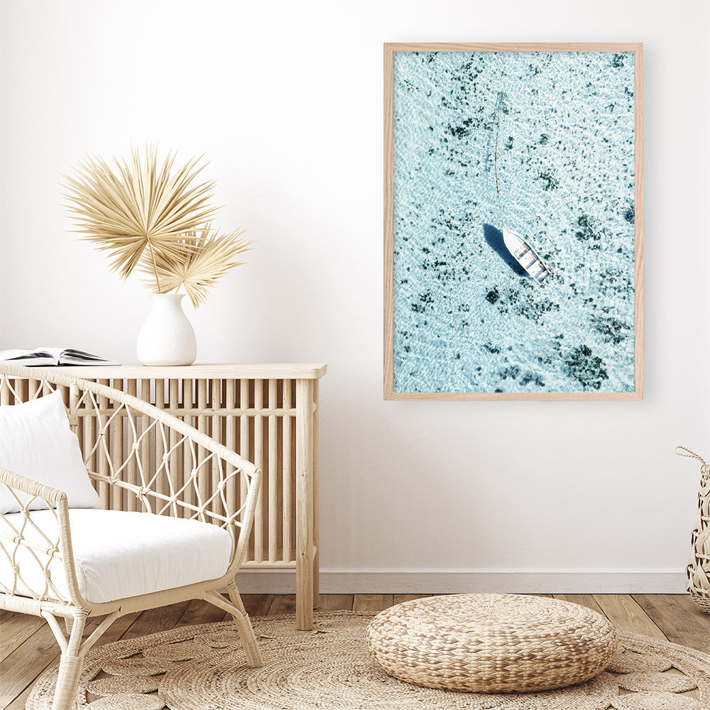 Shop Island Boat II Photo Art Print a coastal themed photography wall art print from The Print Emporium wall artwork collection - Buy Australian made fine art poster and framed prints for the home and your interior decor, TPE-1195-AP