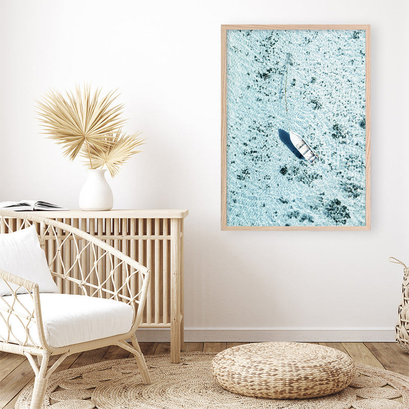 Shop Island Boat II Photo Art Print a coastal themed photography wall art print from The Print Emporium wall artwork collection - Buy Australian made fine art poster and framed prints for the home and your interior decor, TPE-1195-AP