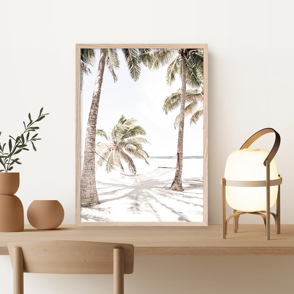 Shop Island Hammock II Photo Art Print a coastal themed photography wall art print from The Print Emporium wall artwork collection - Buy Australian made fine art poster and framed prints for the home and your interior decor, TPE-1052-AP