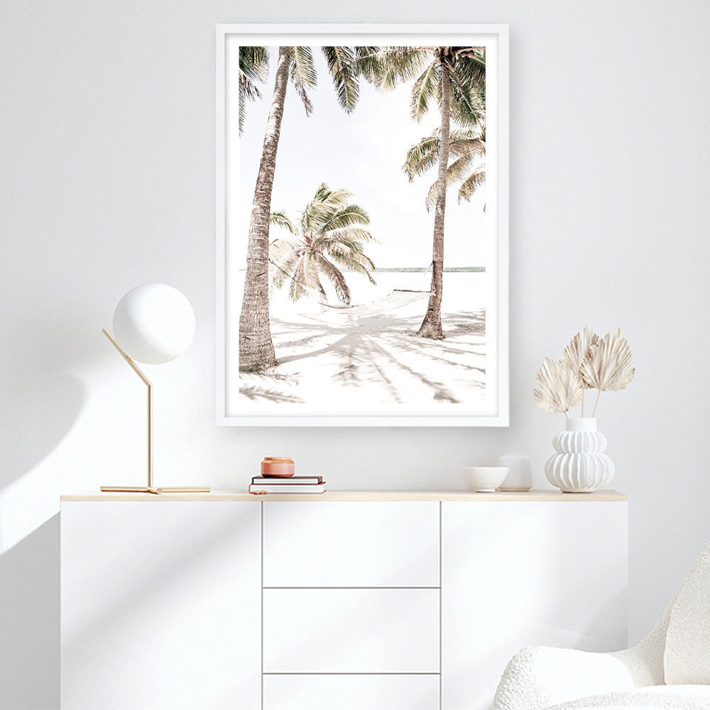 Shop Island Hammock II Photo Art Print a coastal themed photography wall art print from The Print Emporium wall artwork collection - Buy Australian made fine art poster and framed prints for the home and your interior decor, TPE-1052-AP