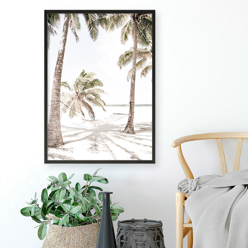 Shop Island Hammock II Photo Art Print a coastal themed photography wall art print from The Print Emporium wall artwork collection - Buy Australian made fine art poster and framed prints for the home and your interior decor, TPE-1052-AP