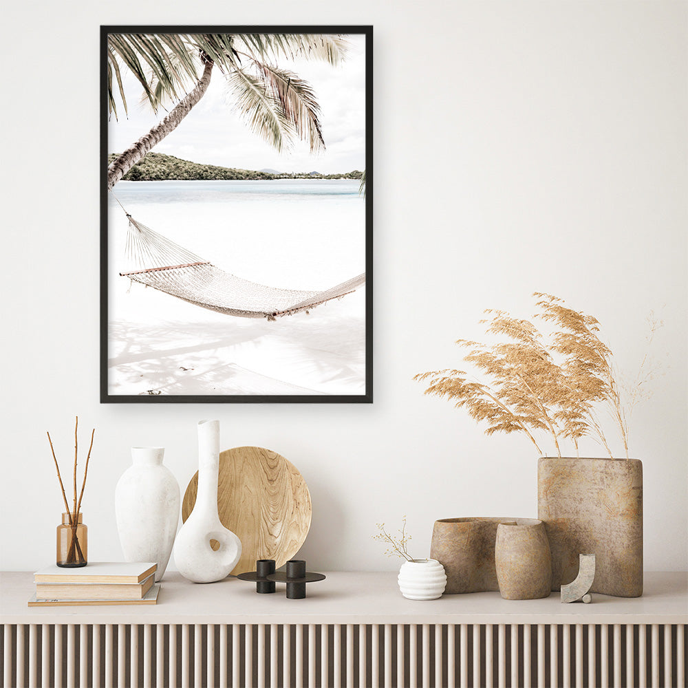 Shop Island Hammock Photo Art Print a coastal themed photography wall art print from The Print Emporium wall artwork collection - Buy Australian made fine art poster and framed prints for the home and your interior decor, TPE-685-AP