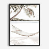 Shop Island Hammock Photo Canvas Print a coastal themed photography framed stretched canvas print from The Print Emporium wall artwork collection - Buy Australian made prints for the home and your interior decor space, TPE-685-CA-35X46-NF