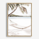 Shop Island Hammock Photo Canvas Print a coastal themed photography framed stretched canvas print from The Print Emporium wall artwork collection - Buy Australian made prints for the home and your interior decor space, TPE-685-CA-35X46-NF