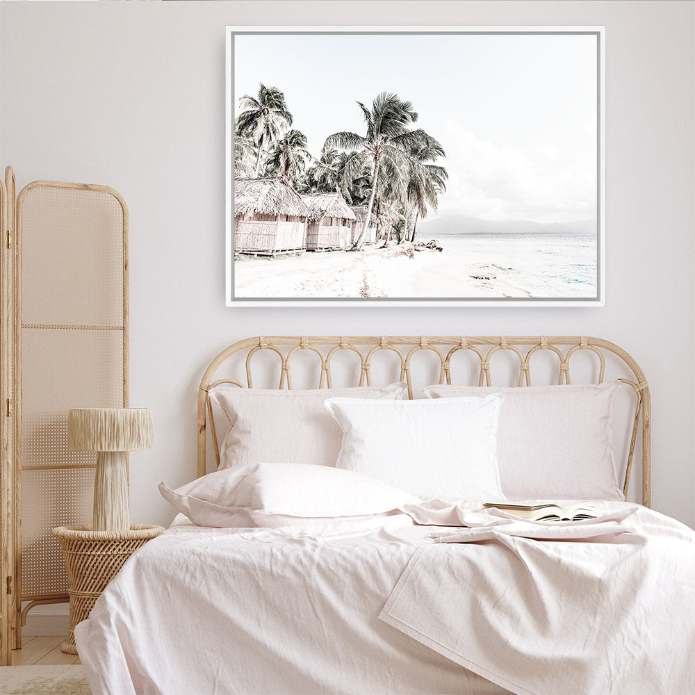 Shop Island Huts Photo Canvas Print a coastal themed photography framed stretched canvas print from The Print Emporium wall artwork collection - Buy Australian made prints for the home and your interior decor space, TPE-689-CA-35X46-NF