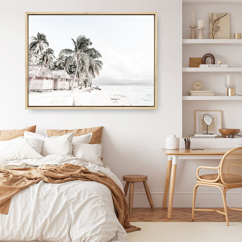 Shop Island Huts Photo Canvas Print a coastal themed photography framed stretched canvas print from The Print Emporium wall artwork collection - Buy Australian made prints for the home and your interior decor space, TPE-689-CA-35X46-NF