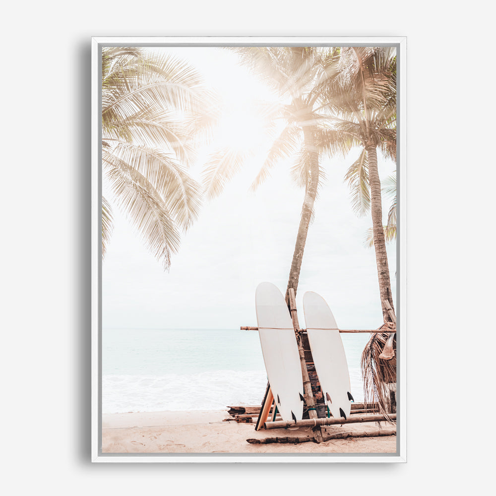 Shop Island Surfboards II Photo Canvas Print a coastal themed photography framed stretched canvas print from The Print Emporium wall artwork collection - Buy Australian made prints for the home and your interior decor space, TPE-1269-CA-35X46-NF