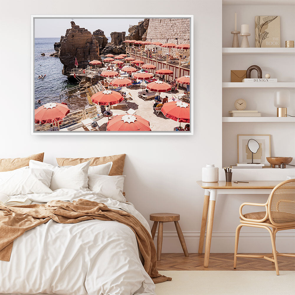 Shop Italian Sea Baths I Photo Canvas Print a coastal themed photography framed stretched canvas print from The Print Emporium wall artwork collection - Buy Australian made prints for the home and your interior decor space, TPE-1204-CA-35X46-NF