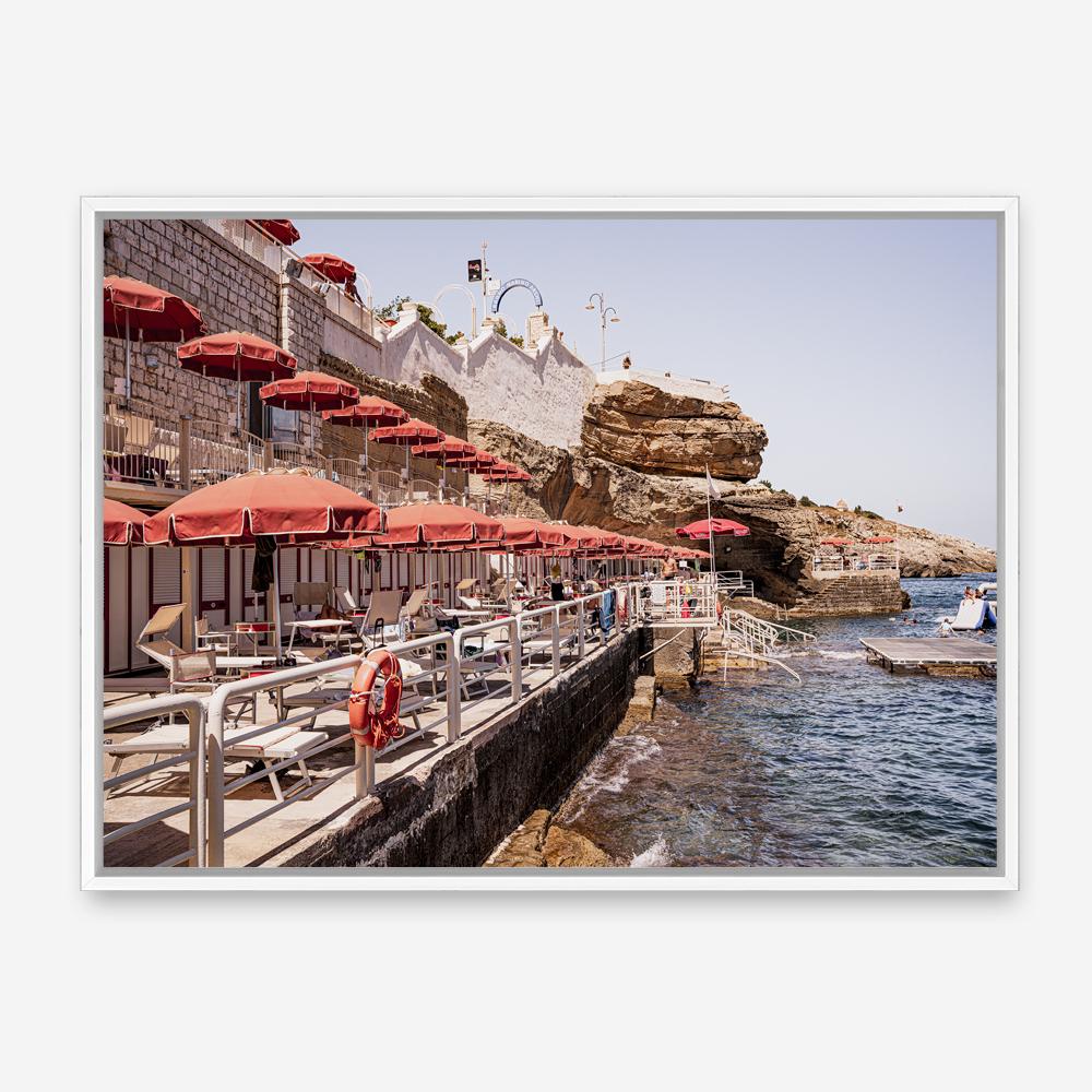 Shop Italian Sea Baths II Photo Canvas Print a coastal themed photography framed stretched canvas print from The Print Emporium wall artwork collection - Buy Australian made prints for the home and your interior decor space, TPE-1205-CA-35X46-NF
