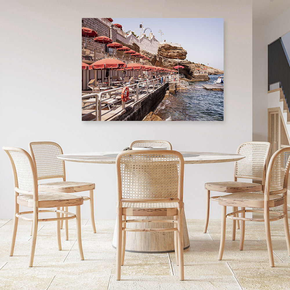 Shop Italian Sea Baths II Photo Canvas Print a coastal themed photography framed stretched canvas print from The Print Emporium wall artwork collection - Buy Australian made prints for the home and your interior decor space, TPE-1205-CA-35X46-NF