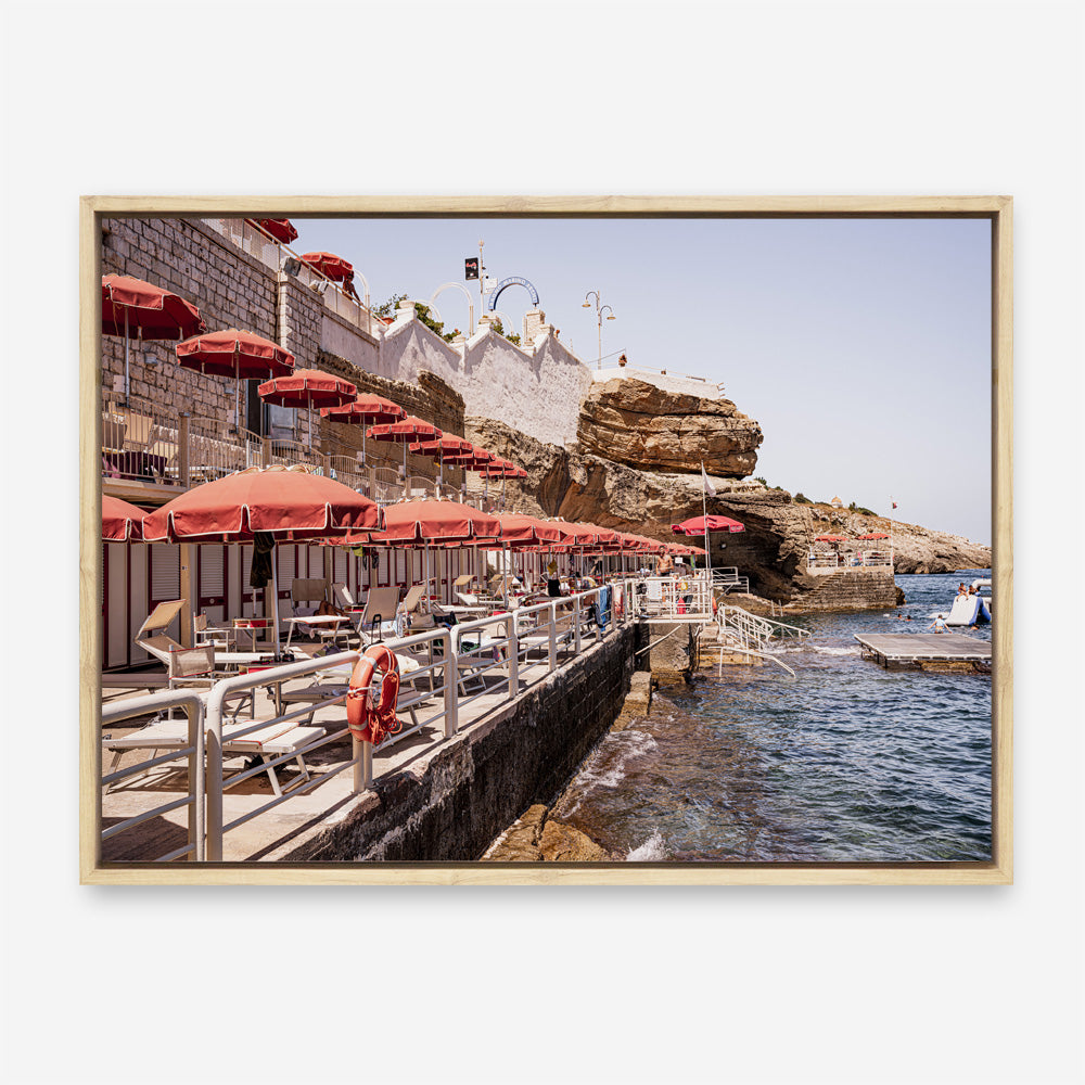 Shop Italian Sea Baths II Photo Canvas Print a coastal themed photography framed stretched canvas print from The Print Emporium wall artwork collection - Buy Australian made prints for the home and your interior decor space, TPE-1205-CA-35X46-NF