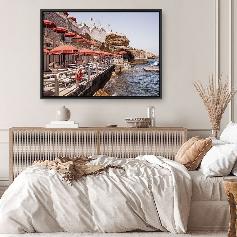 Shop Italian Sea Baths II Photo Canvas Print a coastal themed photography framed stretched canvas print from The Print Emporium wall artwork collection - Buy Australian made prints for the home and your interior decor space, TPE-1205-CA-35X46-NF