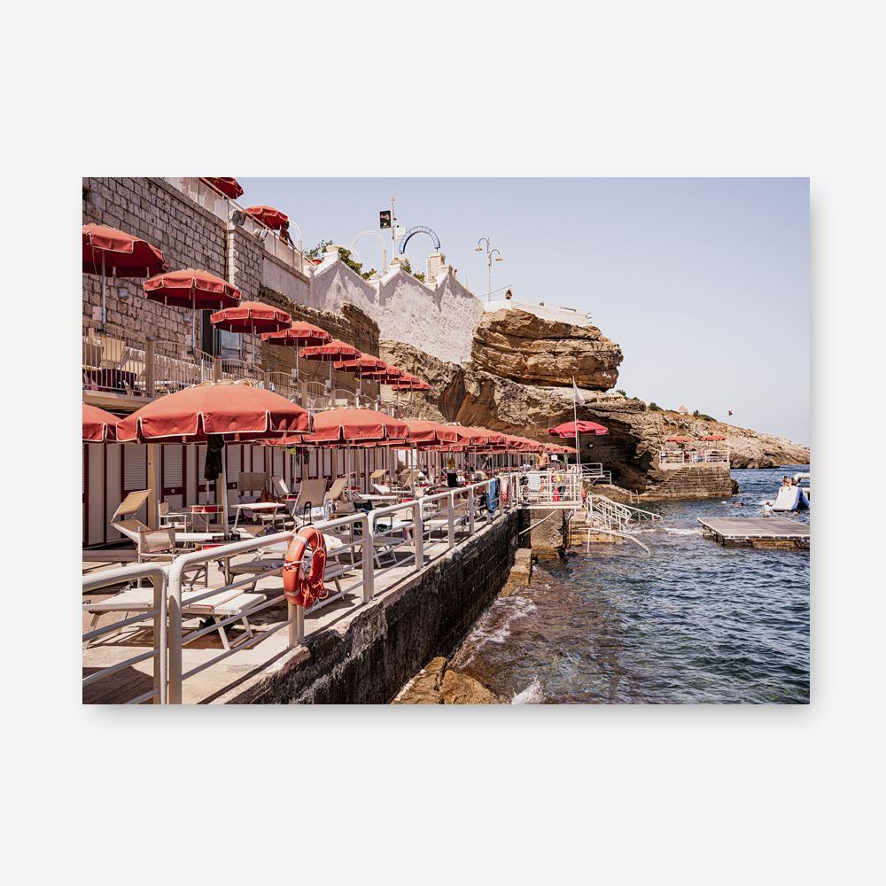 Shop Italian Sea Baths II Photo Canvas Print a coastal themed photography framed stretched canvas print from The Print Emporium wall artwork collection - Buy Australian made prints for the home and your interior decor space, TPE-1205-CA-35X46-NF