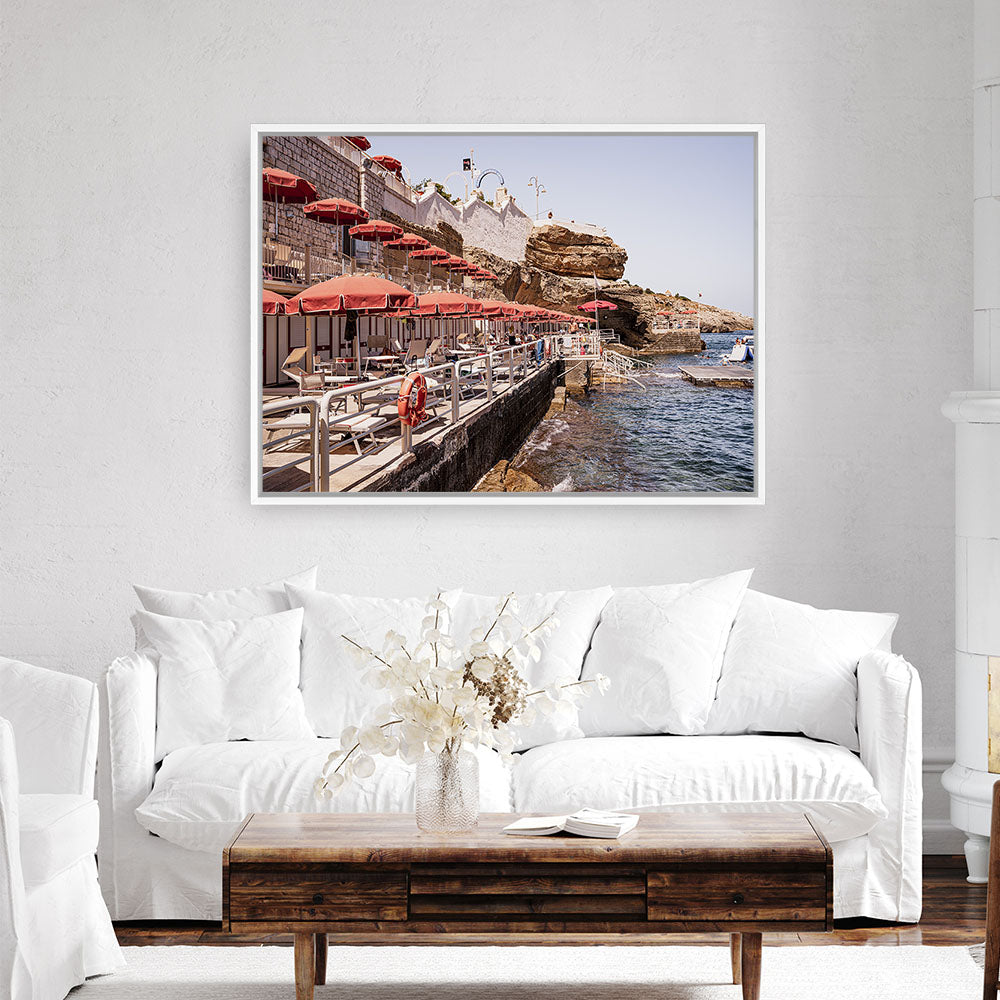 Shop Italian Sea Baths II Photo Canvas Print a coastal themed photography framed stretched canvas print from The Print Emporium wall artwork collection - Buy Australian made prints for the home and your interior decor space, TPE-1205-CA-35X46-NF