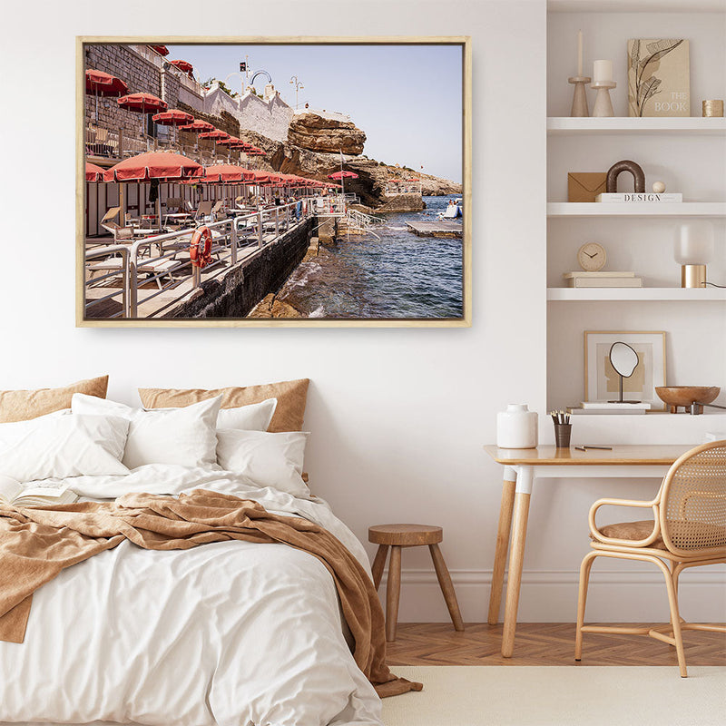 Shop Italian Sea Baths II Photo Canvas Print a coastal themed photography framed stretched canvas print from The Print Emporium wall artwork collection - Buy Australian made prints for the home and your interior decor space, TPE-1205-CA-35X46-NF