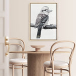 Shop Kookaburra On A Branch Canvas Print a painted bird themed framed canvas wall art print from The Print Emporium artwork collection - Buy Australian made fine art painting style stretched canvas prints for the home and your interior decor space, TPE-389-CA-35X46-NF
