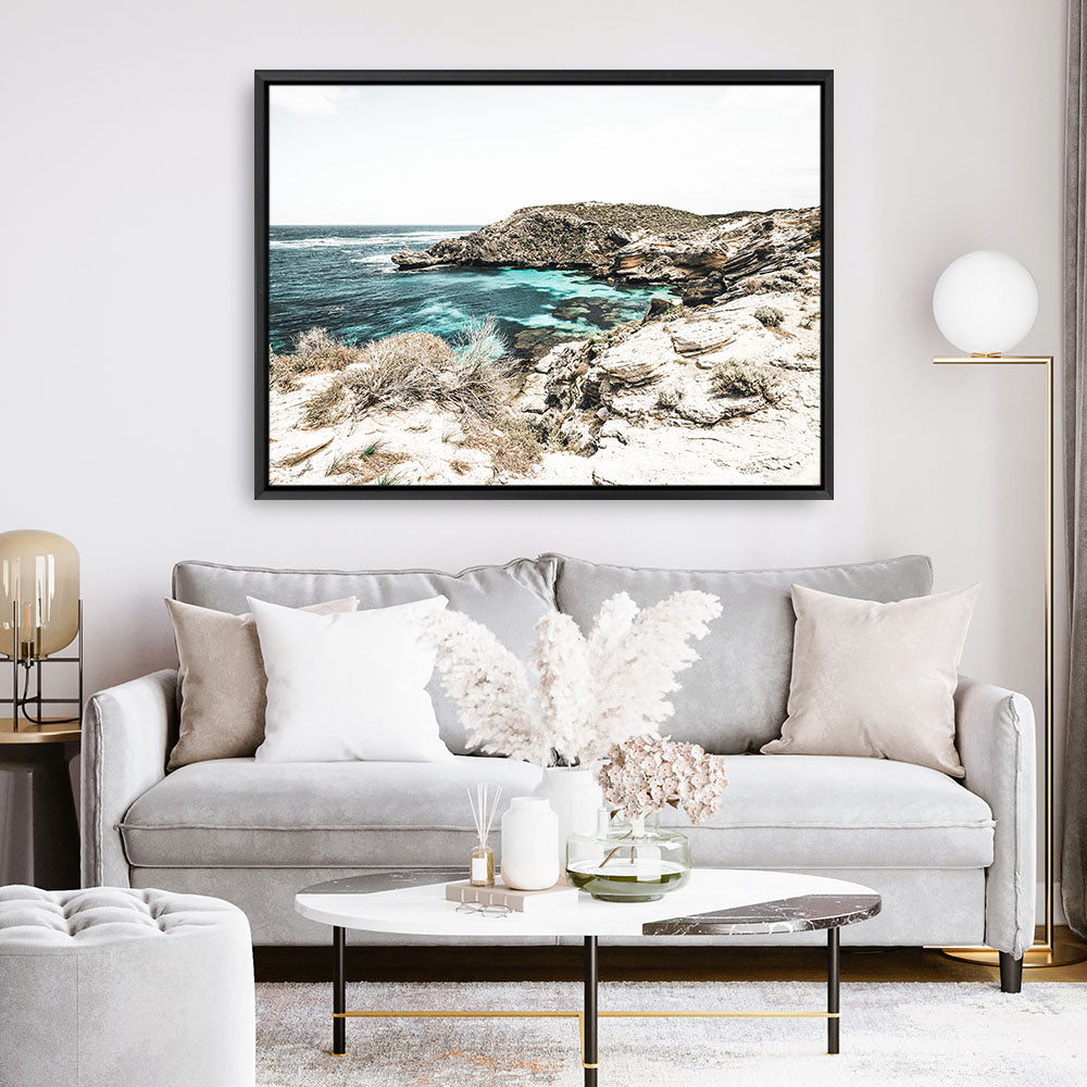 Shop Lagoon Bay Photo Canvas Print a coastal themed photography framed stretched canvas print from The Print Emporium wall artwork collection - Buy Australian made prints for the home and your interior decor space, TPE-1058-CA-35X46-NF