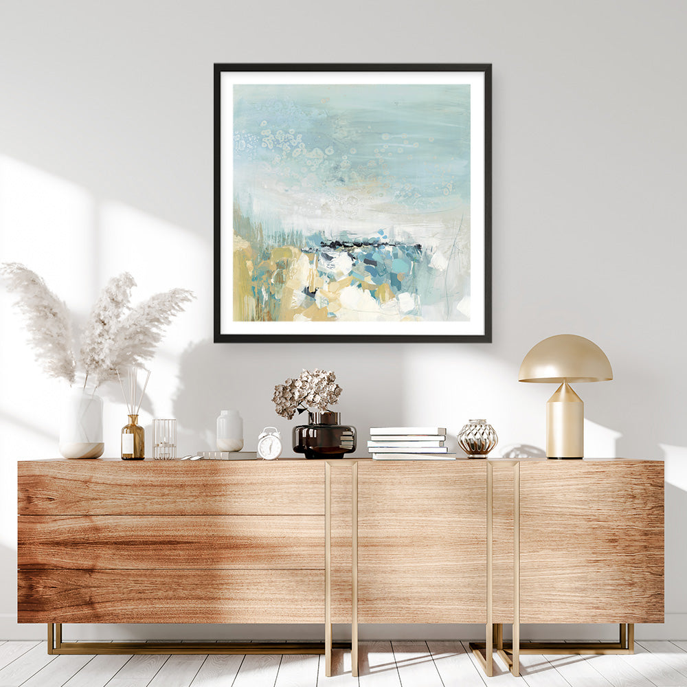 Shop Lagoon Blue (Square) Art Print a painted abstract themed wall art print from The Print Emporium wall artwork collection - Buy Australian made fine art painting style poster and framed prints for the home and your interior decor room, TPE-PC-BC051-AP