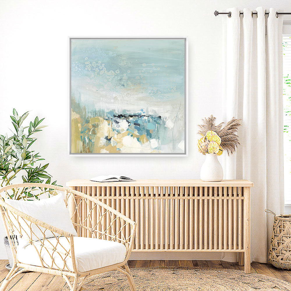 Shop Lagoon Blue (Square) Canvas Print a painted abstract themed framed canvas wall art print from The Print Emporium artwork collection - Buy Australian made fine art painting style stretched canvas prints for the home and your interior decor space, TPE-PC-BC051-CA-40X40-NF